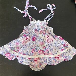 Sweethoney Carnation Floral Ruffle Baby Sundress Romper - Pink,Lavender, Blue